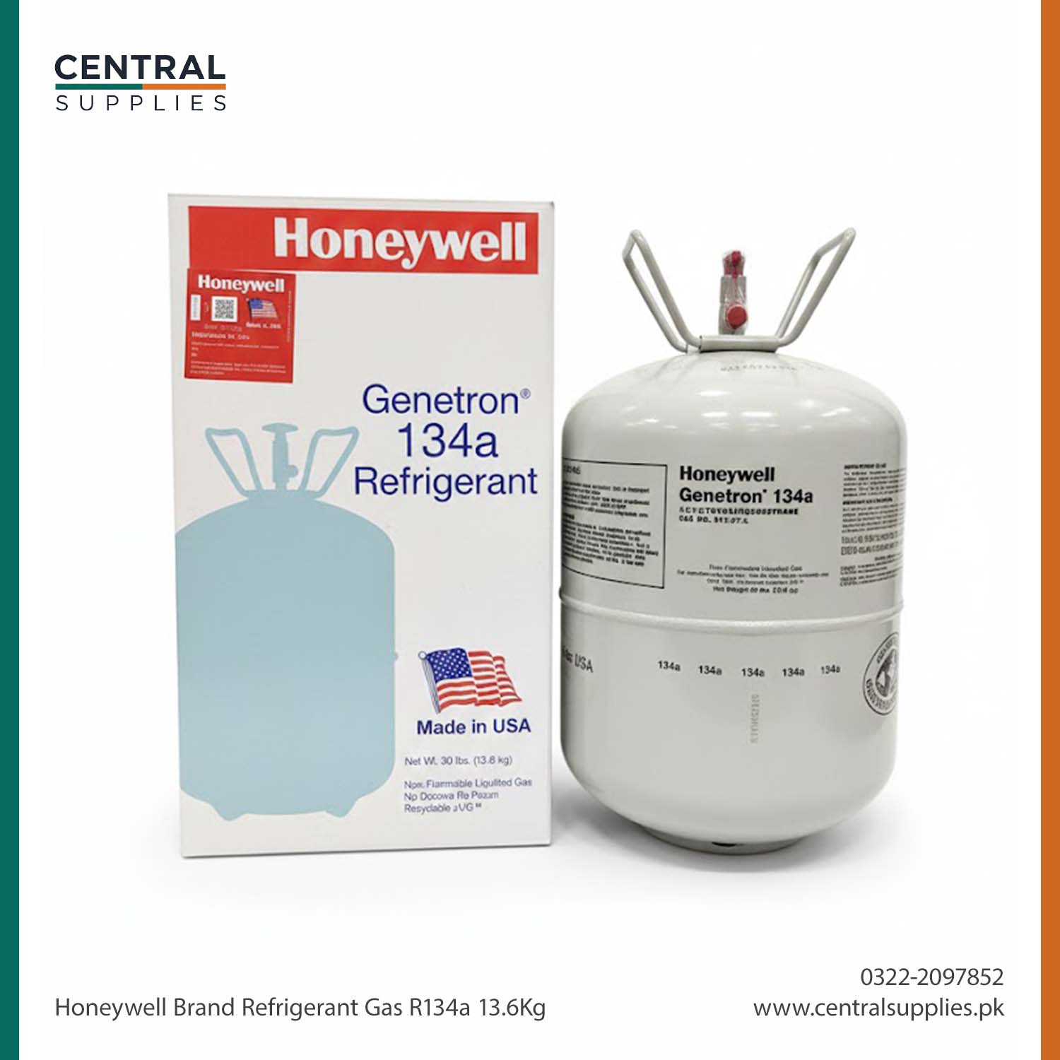 Honeywell USA R134a Refrigerant Gas (13.6kg Cylinder)